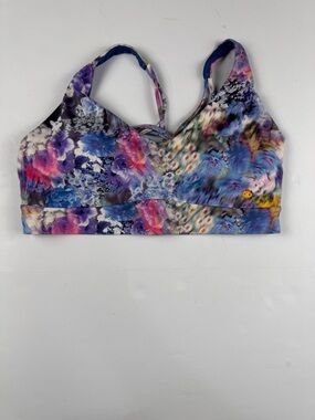 Athleta Floral Multicolor Sports Bra - Purple Blue Pink 13 1/2 inch across